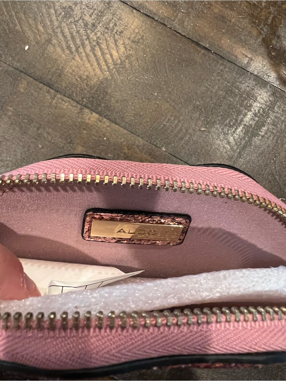 ALDO Pink Glitter Lip-Shaped Keychain Coin Purse - Picture 4 of 4